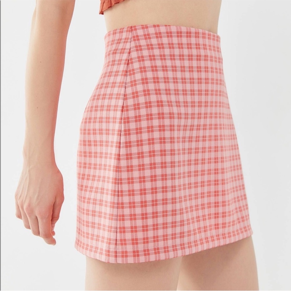 UO Gretchen Pink Plaid Pelmet Mini Skirt Punk Preppy Concert Cute Sz XS X-Small